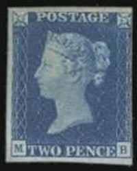 1840 2d blue unused 