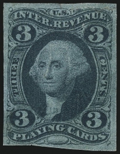 3c playing cards imperforate US revenue stamps 