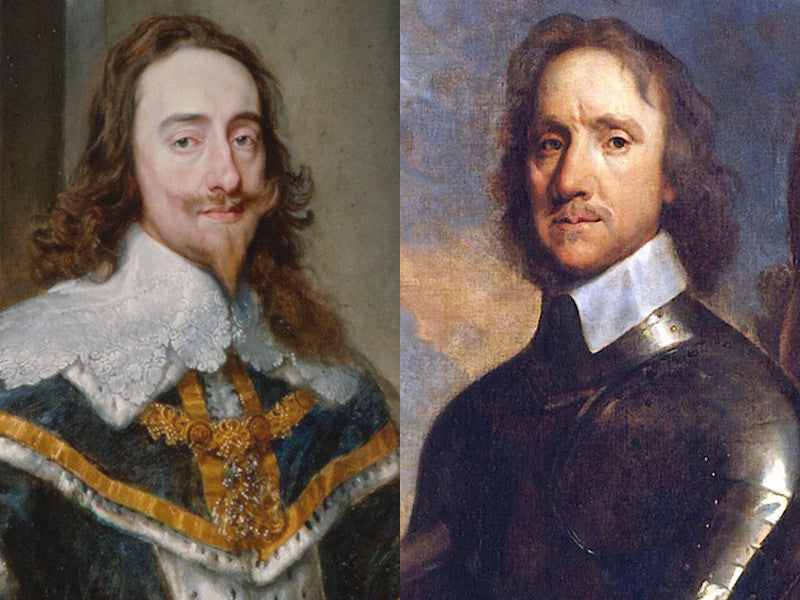 Charles I (left) and Oliver Cromwell (right)