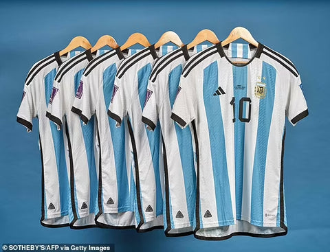 Six Lionel Messi shirts worn at the 2022 World Cup finals in Qatar