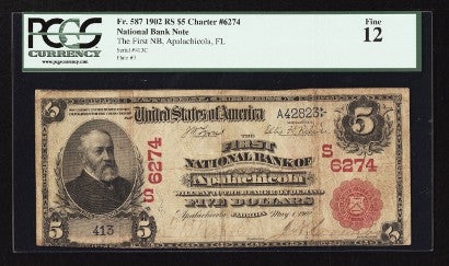 National Bank of Apalachicola banknote $5 