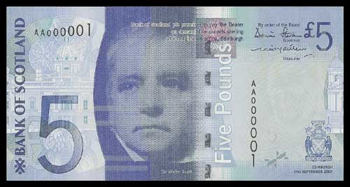 Bank Of Scotland 2007 £5 collectible banknote 