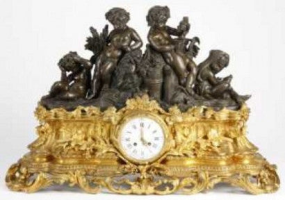 Bronze Bacchus themed putti clock 