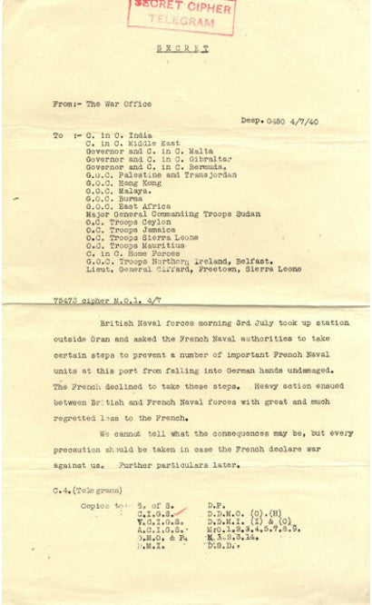 Winston Churchill french invasion telegram 