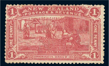 New Zealand Claret 1d 1906 commemorative stamp 