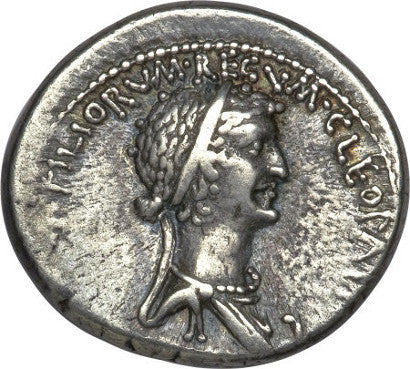 Cleopatra portrait denarius silver coin 