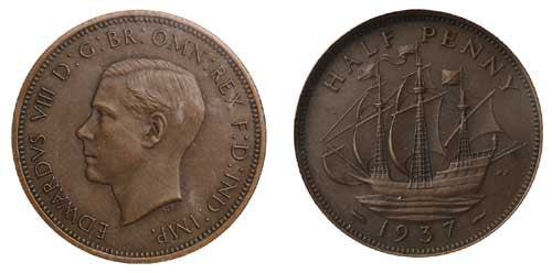 Edward VIII 1937 Halfpenny 