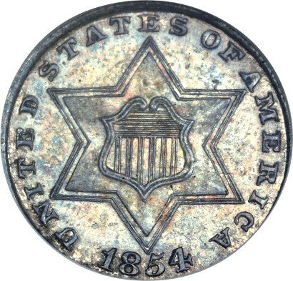 Garratt 1854 three cent silver 