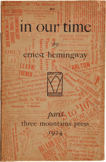 Ernest Hemingway In Our Time first edition Paris 