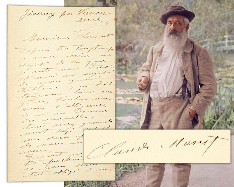 The letter is offered in fine condition, with an exceptional example of Monet's signature.