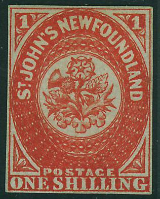 Newfoundland 1857 flowers scarlet-vermilion stamp 