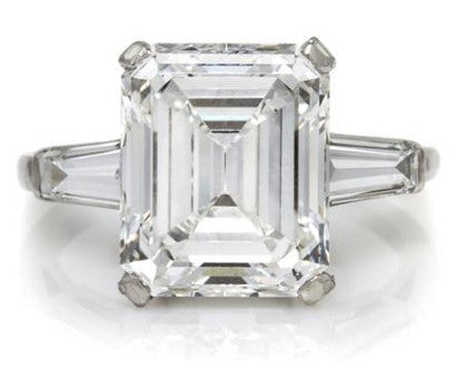 Platinum step cut diamond ring 