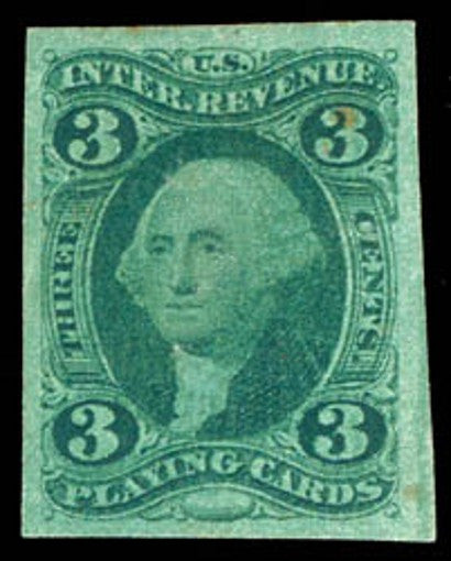 3c playing cards imperforate stamp revenue 