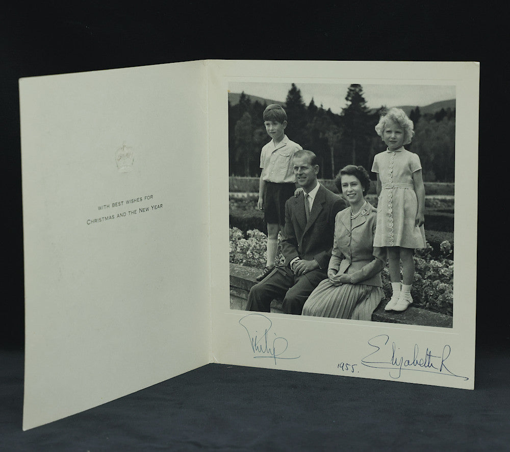 Queen Elizabeth II & Prince Philip signed 1955 Royal Christmas card