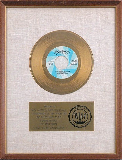 Rolling Stones I Cant Get No Satisfaction gold record 