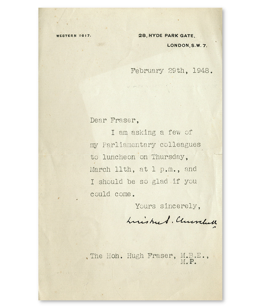 Winston Churchill signed letter