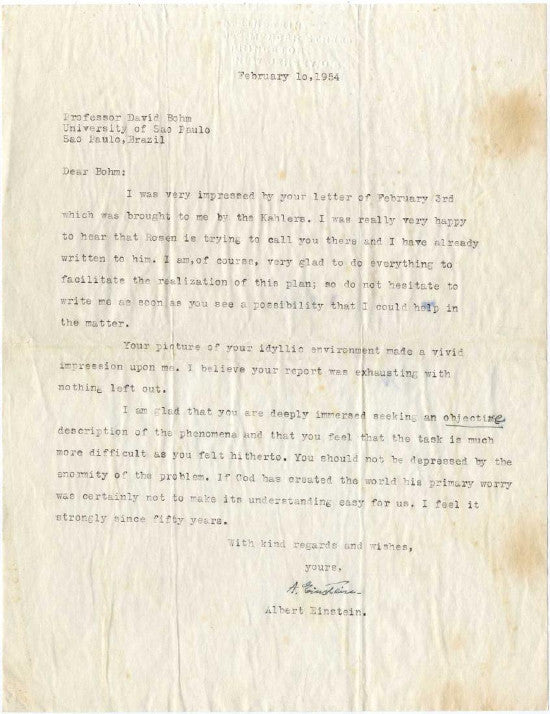 Albert Einstein signed letter