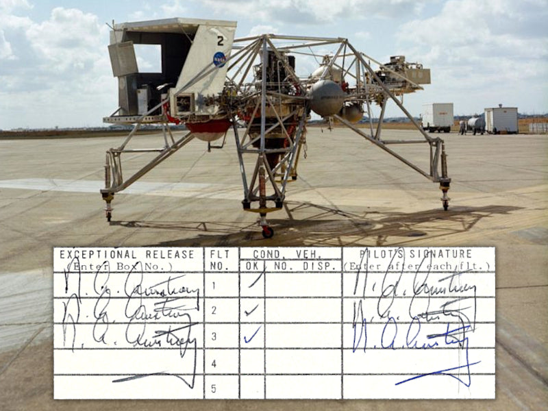 Neil Armstrong signed NASA Apollo 11 LLTV training flight log