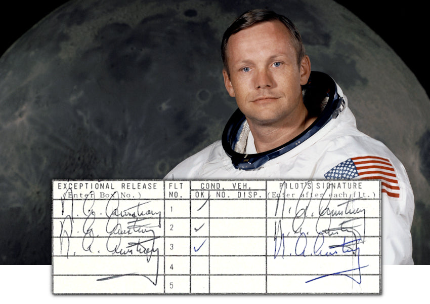 Neil Armstrong signed Apollo 11 log