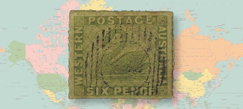 Western Australia 1860-64 6d sage-green, rouletted about 14, SG32.