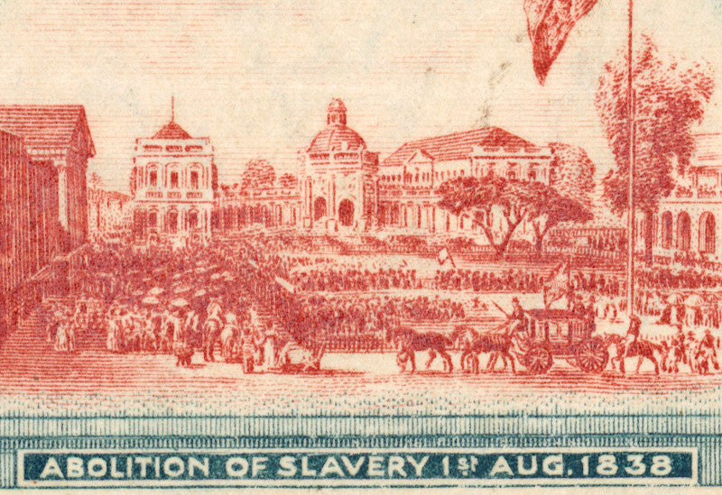 Paul Fraser Collectibles | Jamaica 1921 6d red and blue-green 'Abolition of Slavery' imperforate plate proof