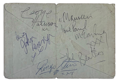 An image of the signatures of John Lennon, Paul McCartney, George Harrison and Ringo Starr, The Beatles