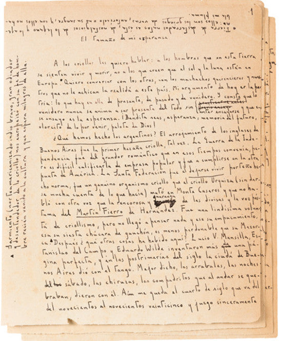 Borges signed manuscript