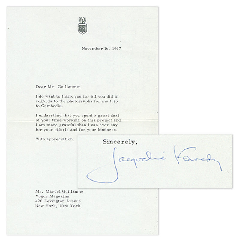 Paul Fraser Collectibles | Jacqueline Kennedy signed 1967 letter