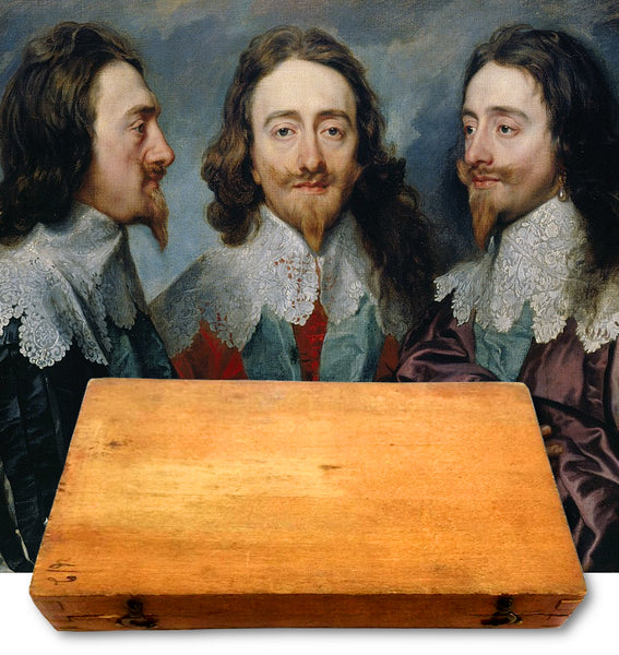 King Charles 1 box containing two locks of hair from his beard