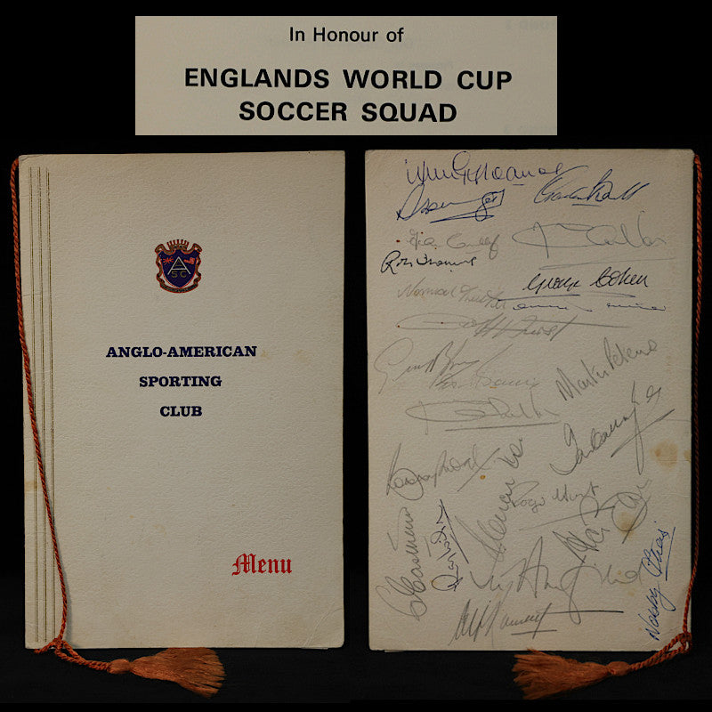 Paul Fraser Collectibles | England 1966 World Cup complete squad signed menu