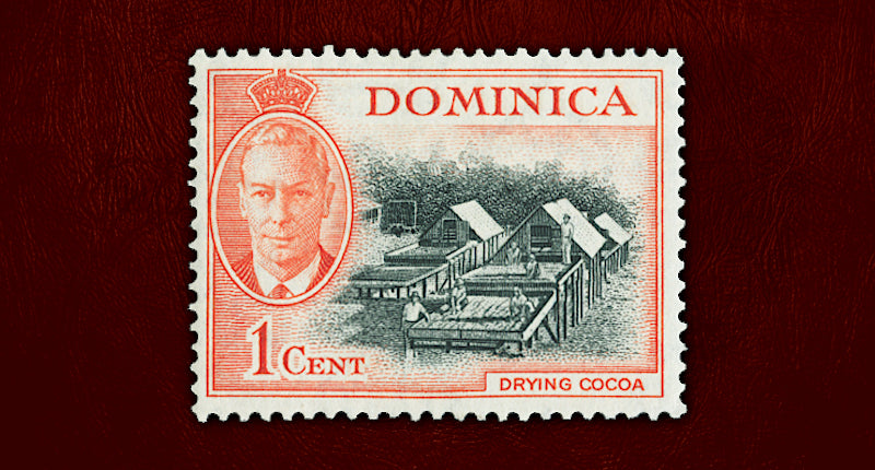 Dominica 1951 1c black and vermilion error