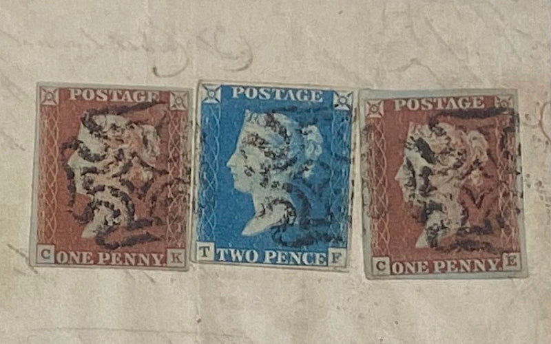 Paul Fraser Collectibles | Great Britain 1840 2d blue combination usage with 1841 1d red-brown