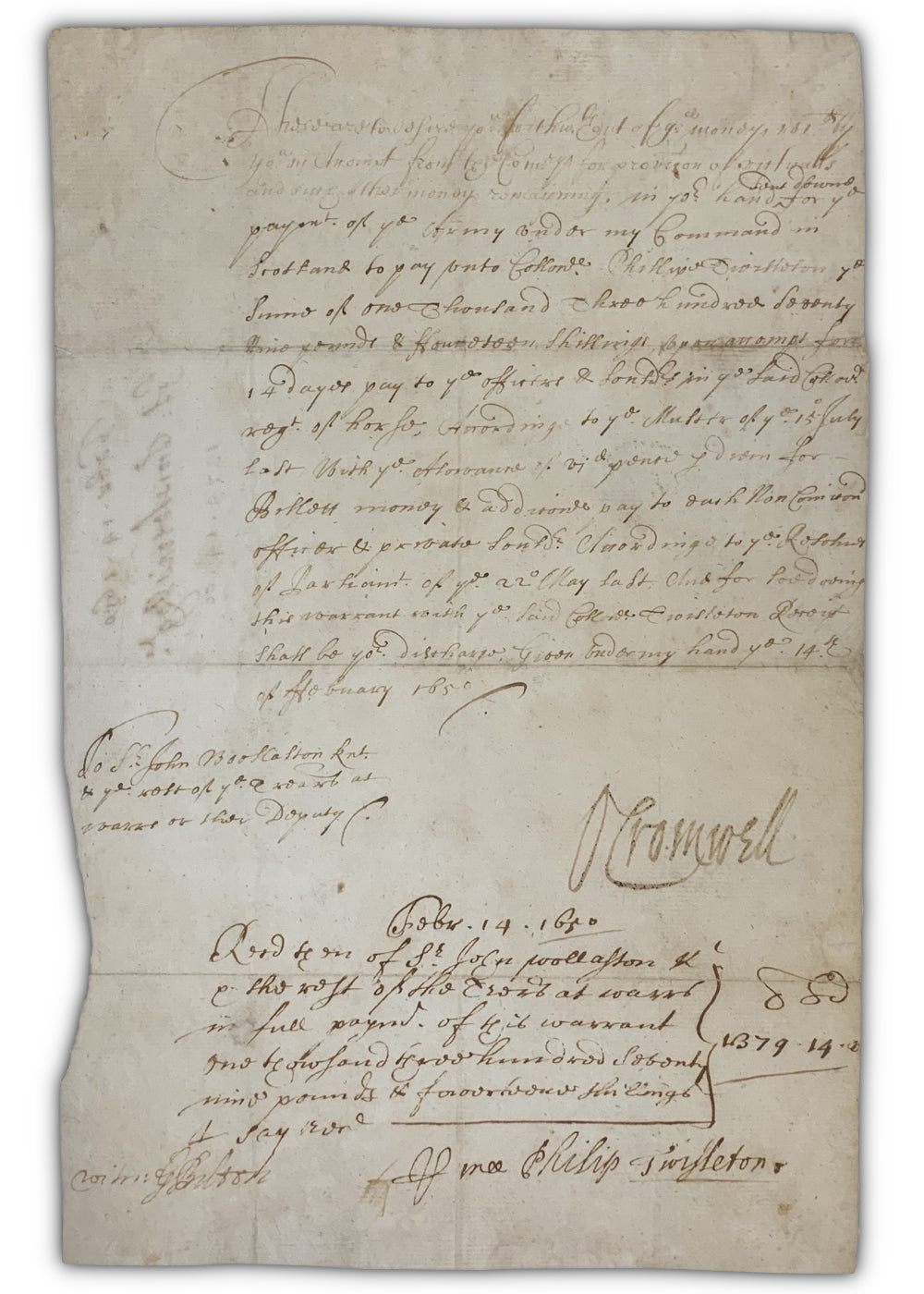 Paul Fraser Collectibles | Oliver Cromwell signed letter from 1650