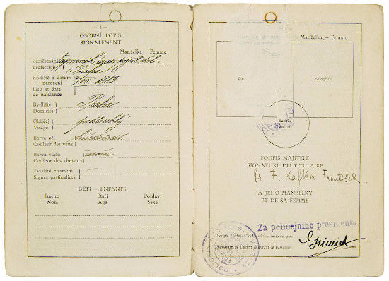 Franz Kafka passport 