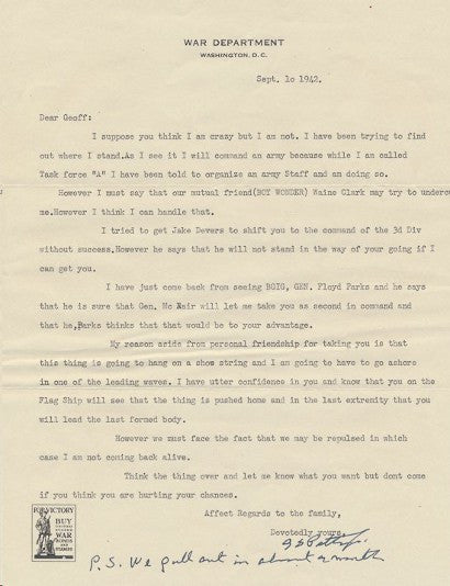 George Patton letter 1942 