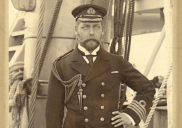 King George V, pictured on board the HMS Crescent in 1898