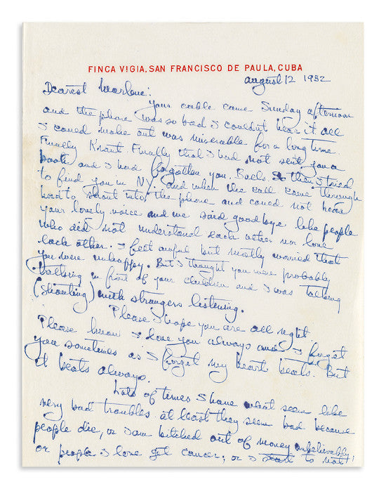 Hemingway's letter to Marlene Dietrich
