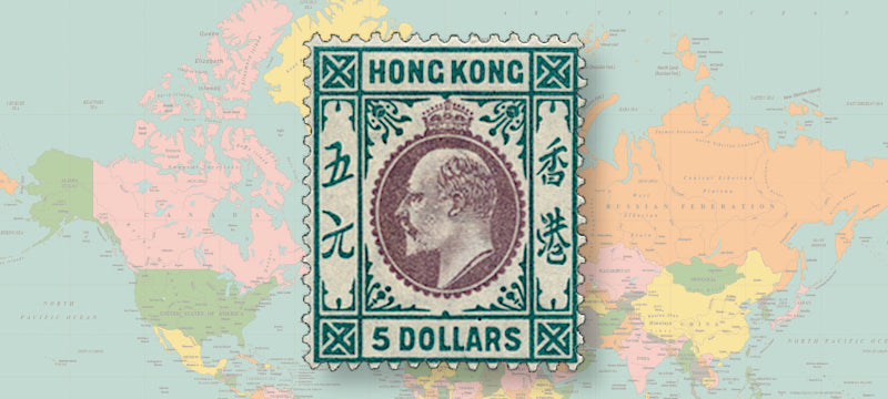 Hong Kong 1903 $5 purple and blue-green, watermark CA, SG75.