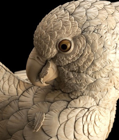 ivory okimono parrot 