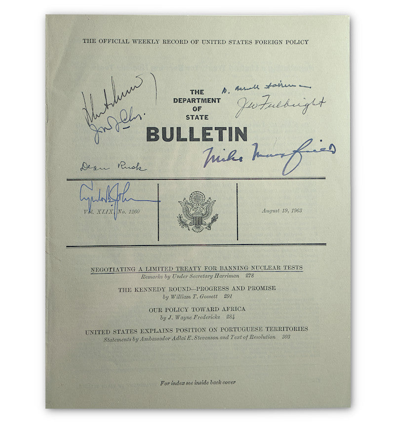 A nuclear test ban treaty document signed by President John F Kennedy