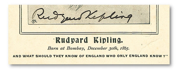 Rudyard Kipling's signature on a postcard