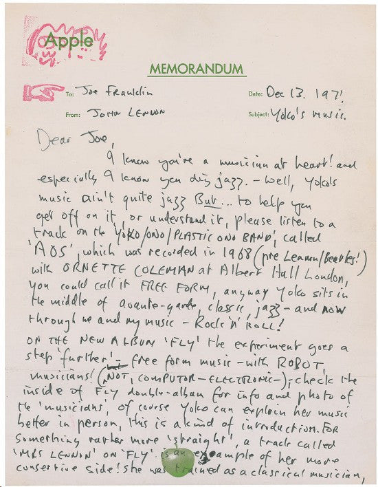 Lennon letter Franklin 