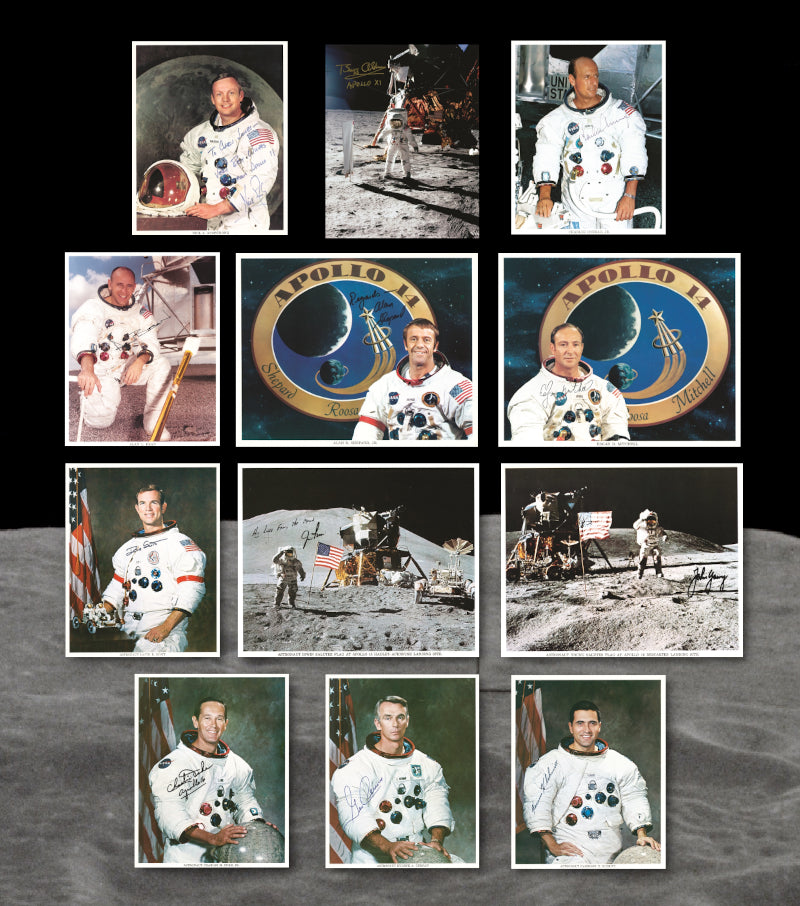 a complete set of 12 signed moonwalker photographs