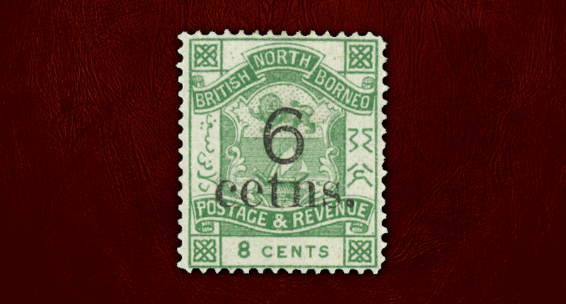 North Borneo 1891-92 6c on 8c yellow-green error