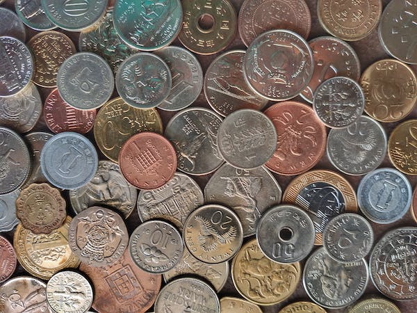 a pile of mixed coins