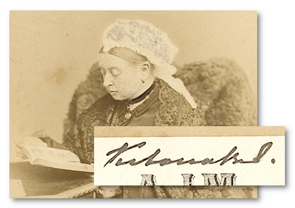 An antique photo postcard signed by Queen Victoria