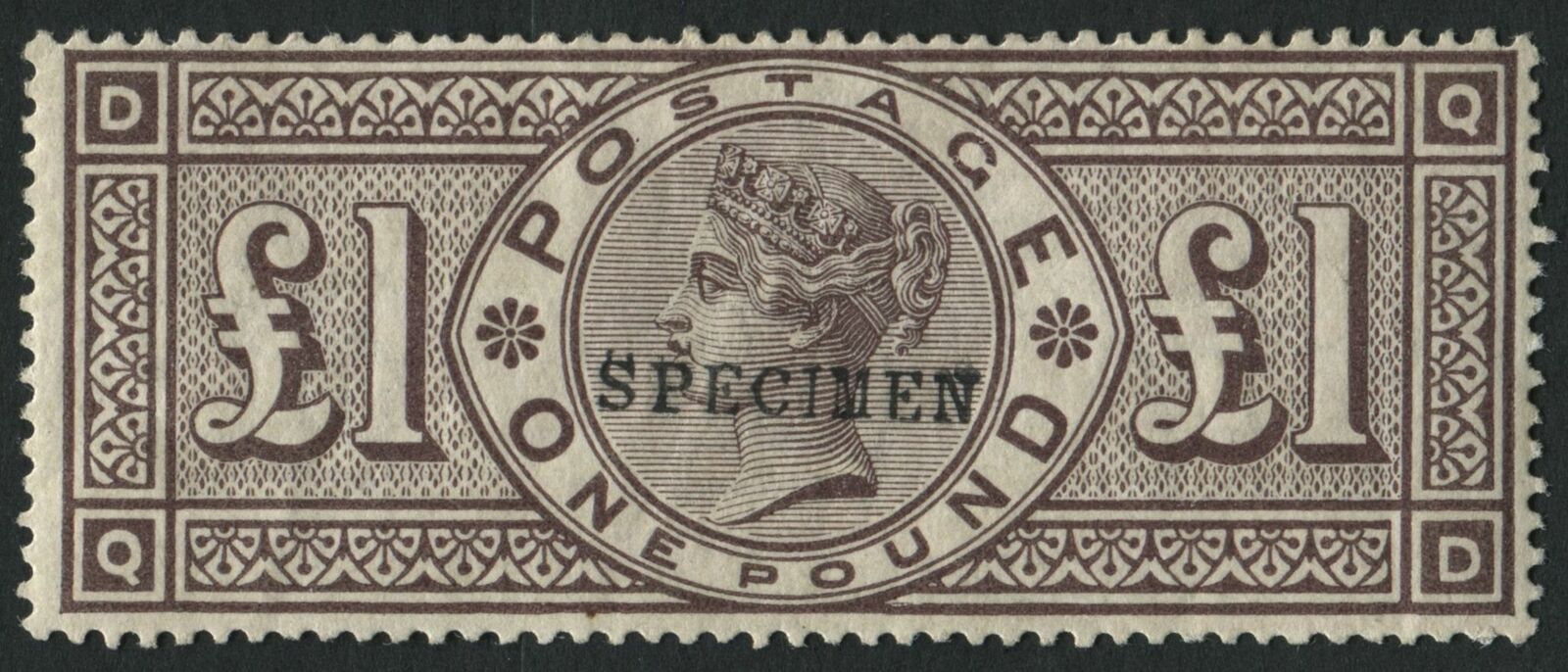 an 1884 £1 brown lilac stamp