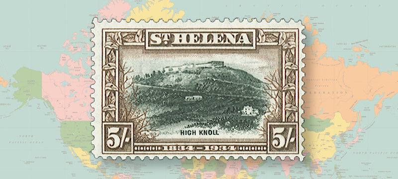 St Helena 1934 Centenary 5s black and chocolate, SG122.