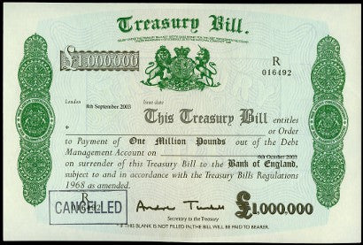 Treasury note £1m British 