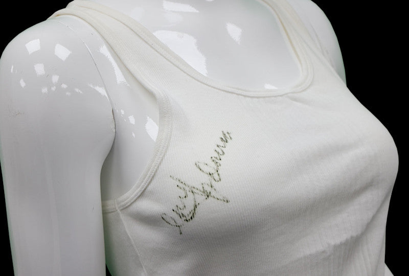 White vest top personally worn and signed by Madonna in 2003